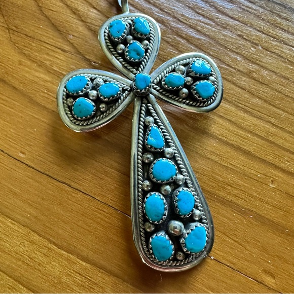 Vintage Turquoise Cross Pendant - Picture 5 of 8